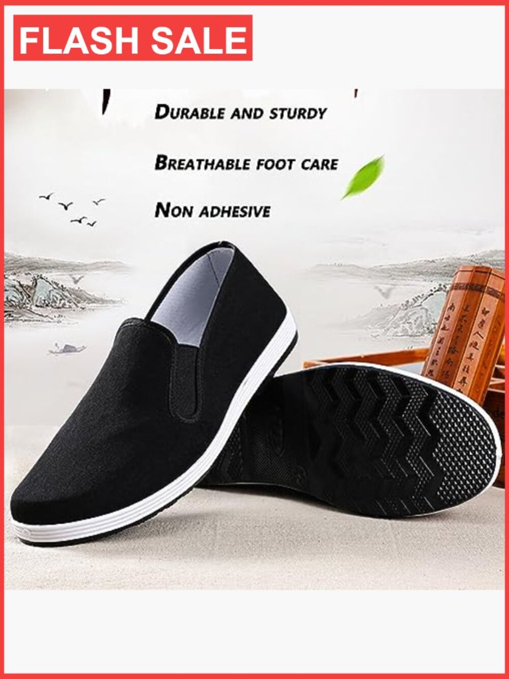 Traditional Chinese Kung Fu Slippers, Canvas Tai Chi Shoes, Anti-Slip Rubber - Picture 3 of 7